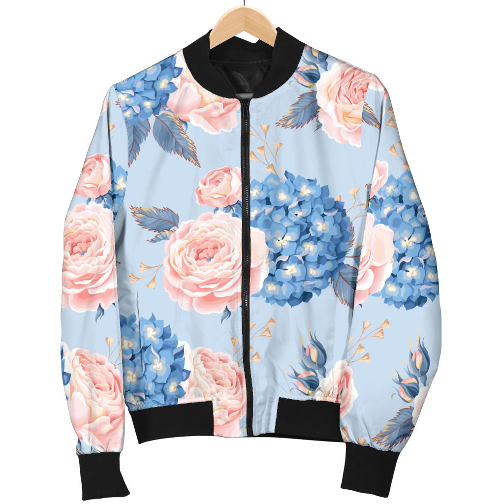 Hydrangea Pattern Print Design HD06 Men Bomber Jacket