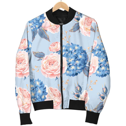 Hydrangea Pattern Print Design HD06 Men Bomber Jacket