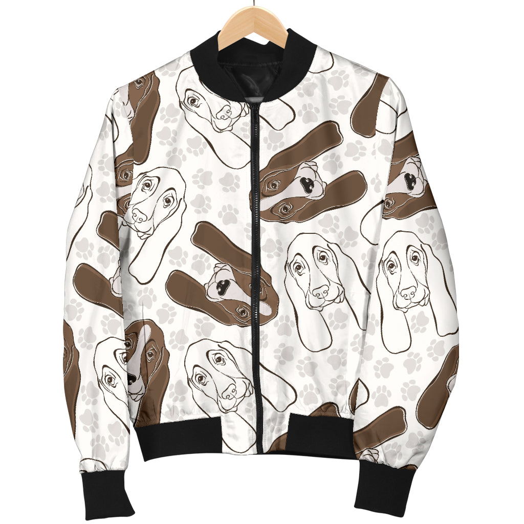Basset Hound Pattern Print Design 01 Women's Bomber Jacket