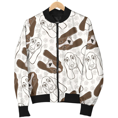 Basset Hound Pattern Print Design 01 Women's Bomber Jacket