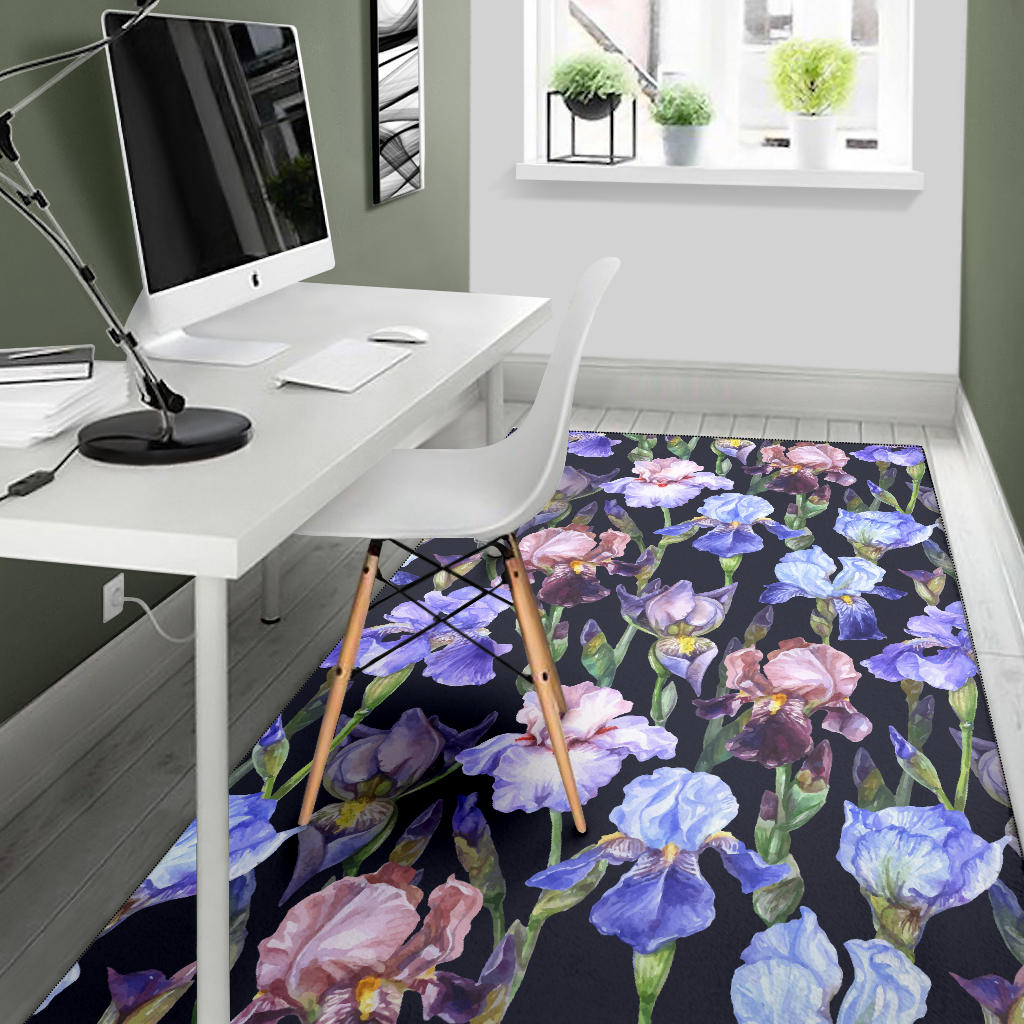 Iris Pattern Print Design IR04 Area Rugs