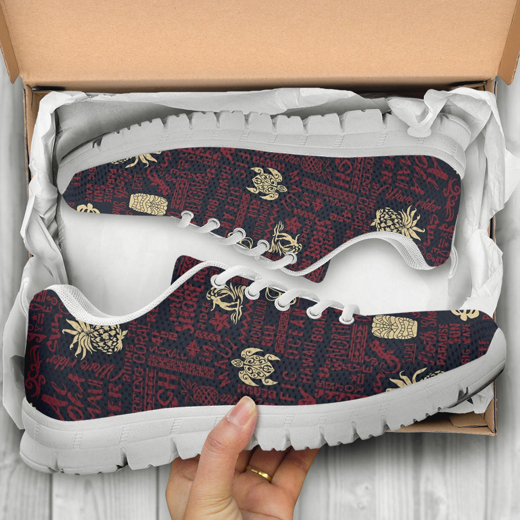 Hawaiian Themed Pattern Print Design H017 Sneakers White Bottom Shoes