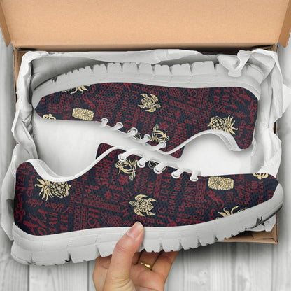 Hawaiian Themed Pattern Print Design H017 Sneakers White Bottom Shoes