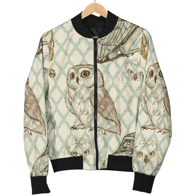 Owl Pattern Print Design A03 Women's Bomber Jacket