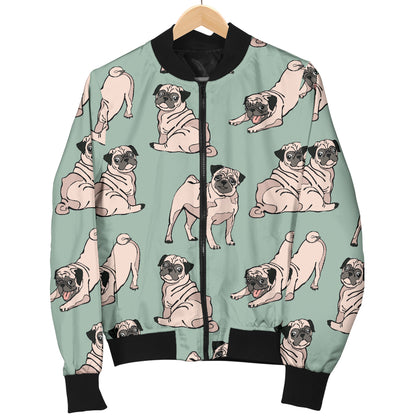 Pug Pattern Print Design A01 Women's Bomber Jacket