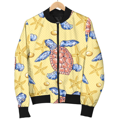 Sea Turtle Pattern Print Design T06 Women Bomber Jacket