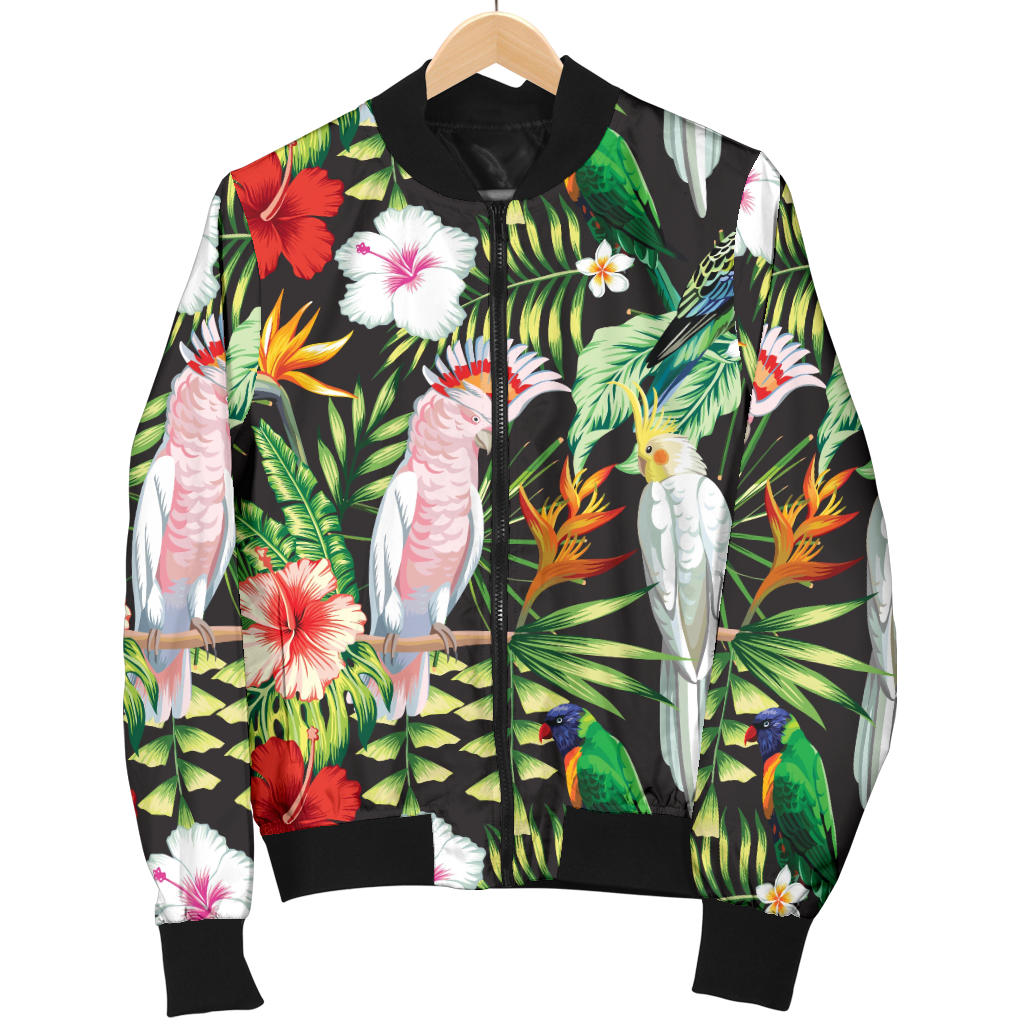 Tropical Flower Pattern Print Design TF03 Women Bomber Jacket