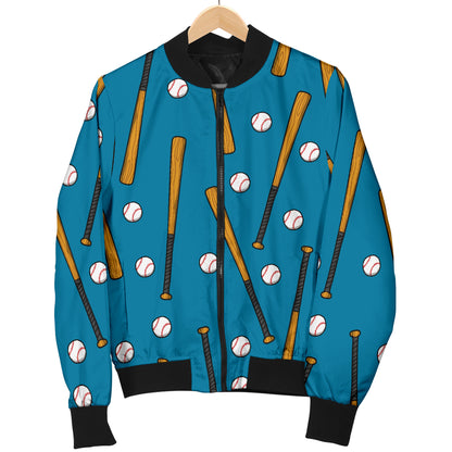 Baseball Pattern Print Design 01 Women's Bomber Jacket