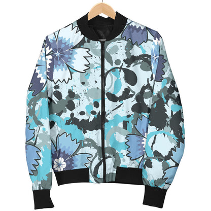 Carnations Pattern Print Design CN04 Women Bomber Jacket