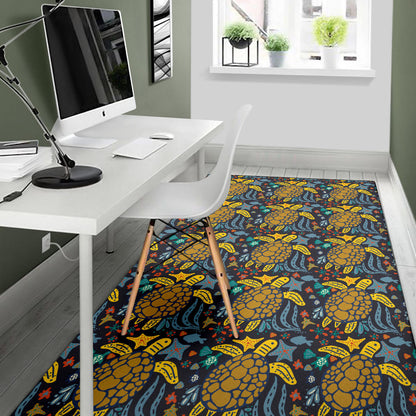 Sea Turtle Pattern Print Design T03 Area Rugs
