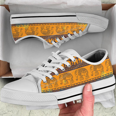 Elephant Aztec White Bottom Low Top Shoes