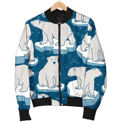 Polar Bear Pattern Print Design PB03 Men Bomber Jacket