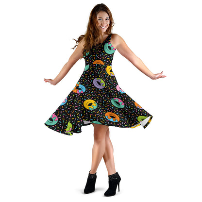 Donut Pattern Print Design DN012 Midi Dress
