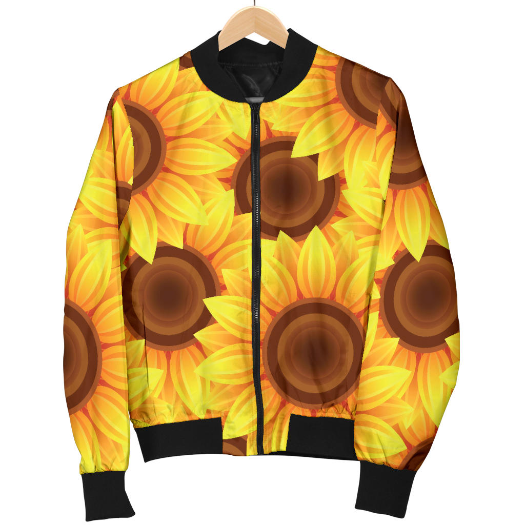 Sunflower Pattern Print Design SF07 Women Bomber Jacket