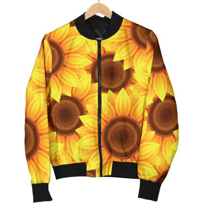 Sunflower Pattern Print Design SF07 Women Bomber Jacket