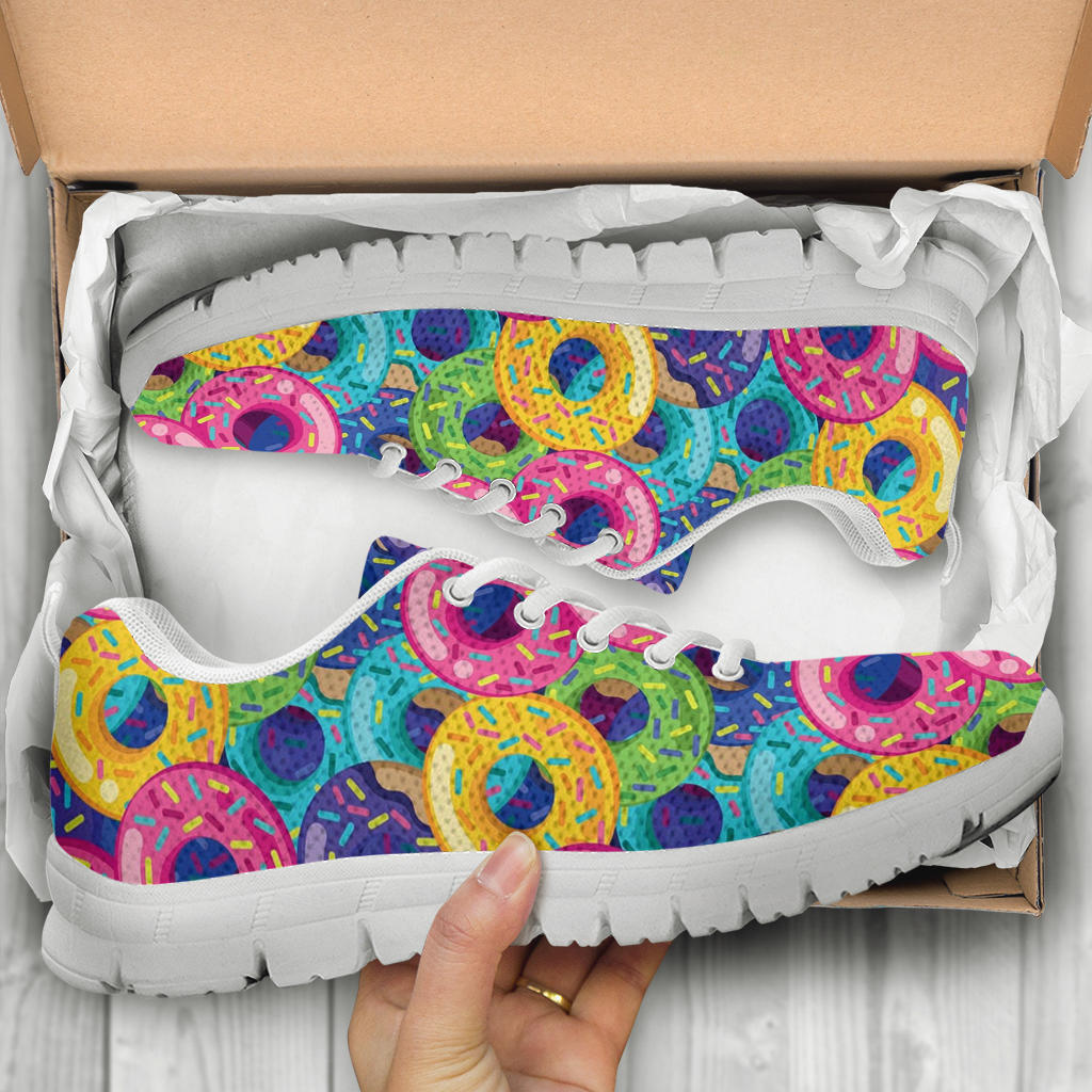 Donut Pattern Print Design DN010 Sneakers White Bottom Shoes