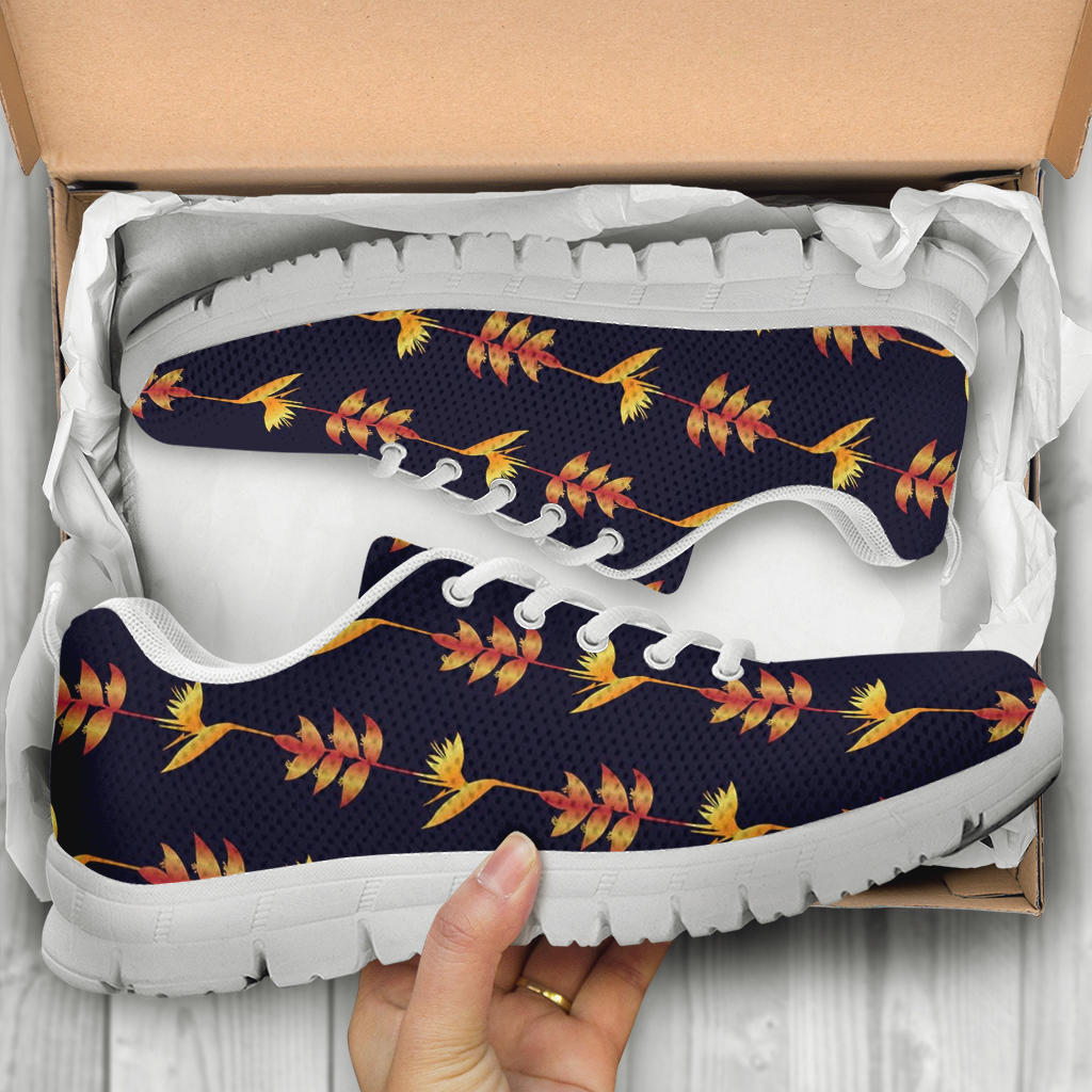 Heliconia Pattern Print Design HL06 Sneakers White Bottom Shoes