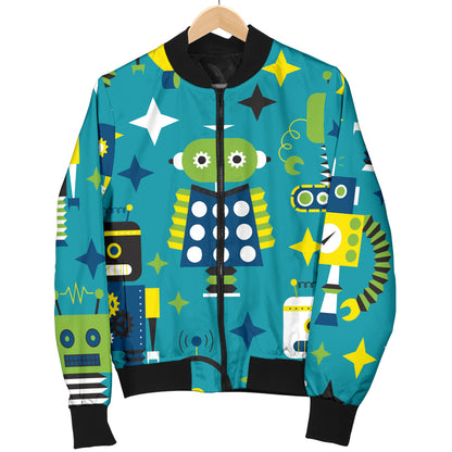Robot Pattern Print Design A02 Women's Bomber Jacket