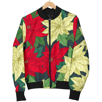 Poinsettia Pattern Print Design POT06 Men Bomber Jacket