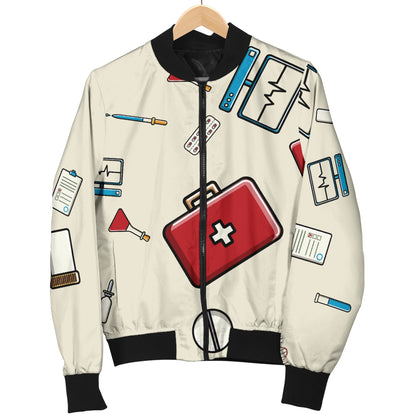 Nurse Pattern Print Design A04 Women's Bomber Jacket