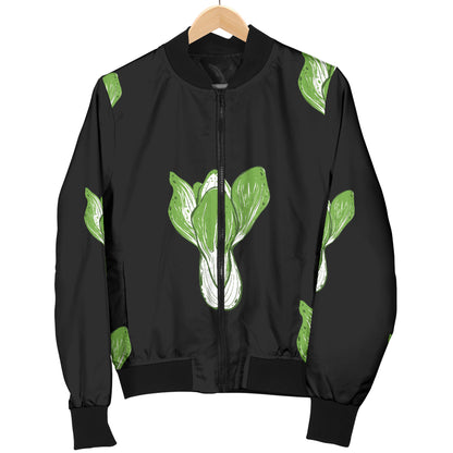 Kale Pattern Print Design 02 Women's Bomber Jacket