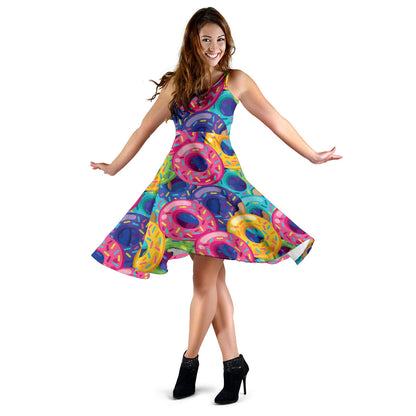 Donut Pattern Print Design DN010 Midi Dress