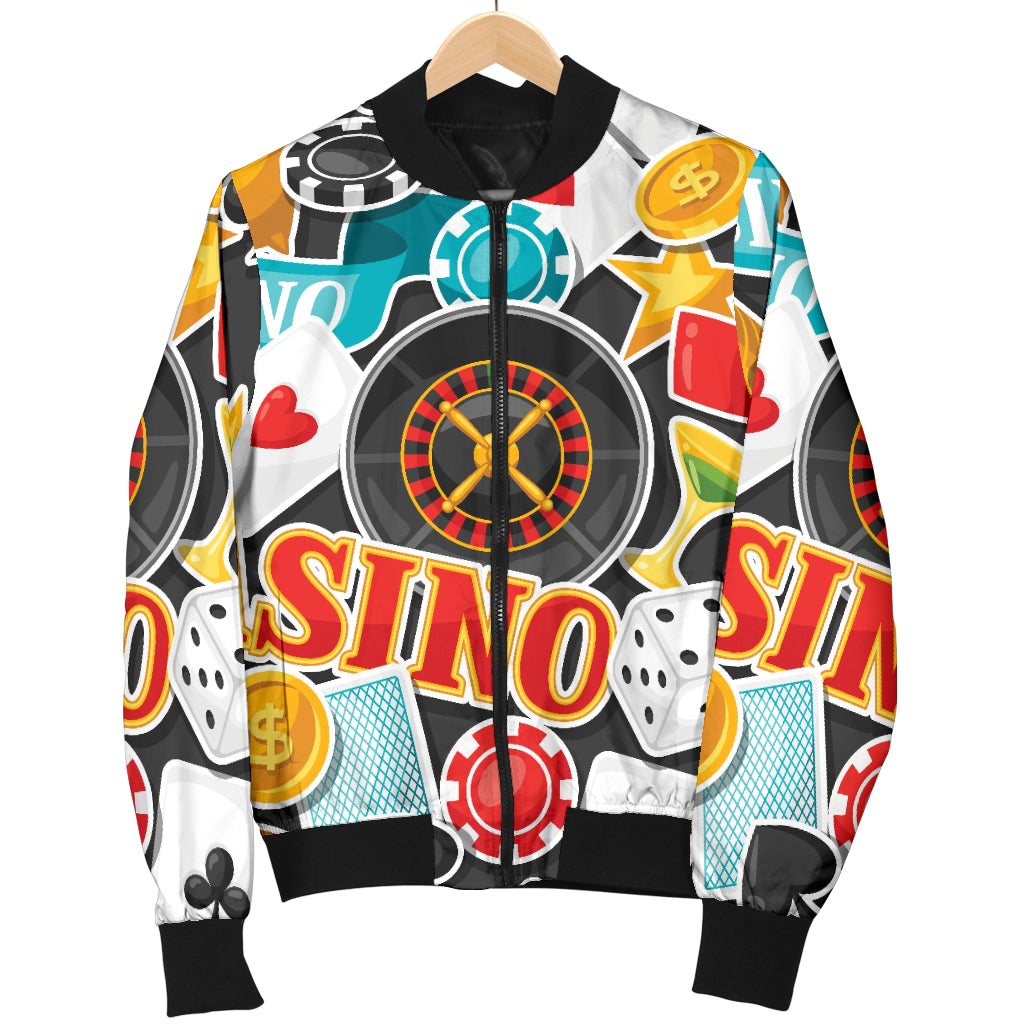Casino Pattern Print Design 03 Women's Bomber Jacket