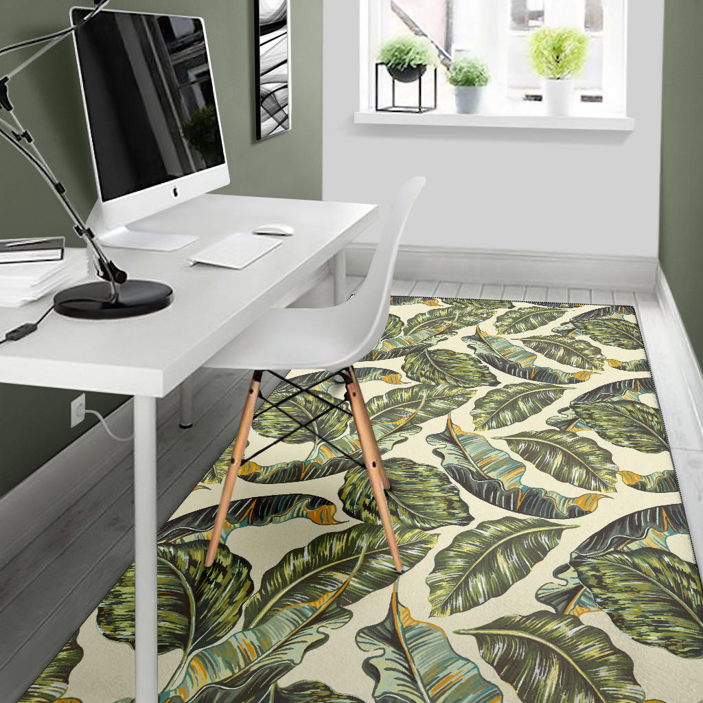 Banana Leaf Pattern Print Design BL08 Area Rugs