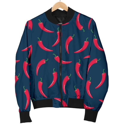 Chilli Pepper Pattern Print Design 03 Women's Bomber Jacket