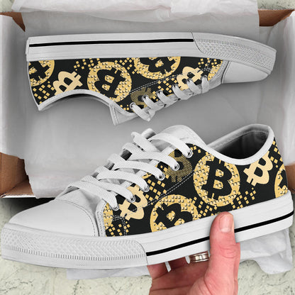 Bitcoin Pattern Print Design DO06 White Bottom Low Top Shoes