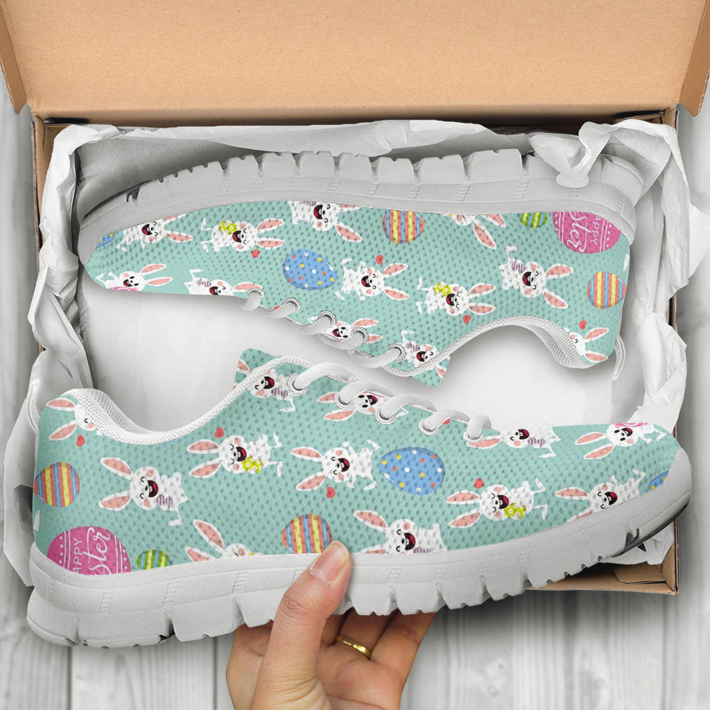 Easter Eggs Pattern Print Design RB014 Sneakers White Bottom Shoes