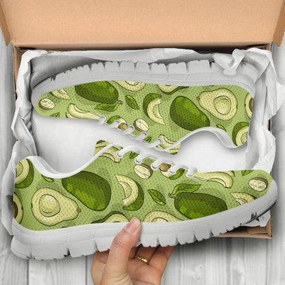 Avocado Pattern Print Design AC03 Sneakers White Bottom Shoes