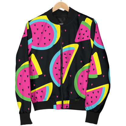 Watermelon Pattern Print Design WM07 Women Bomber Jacket