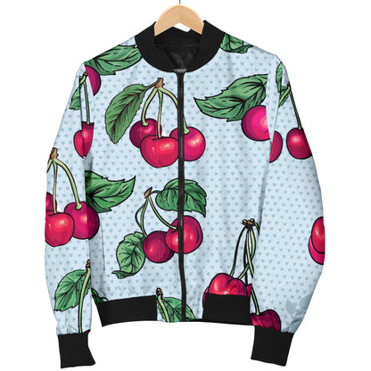 Cherry Pattern Print Design CH01 Women Bomber Jacket