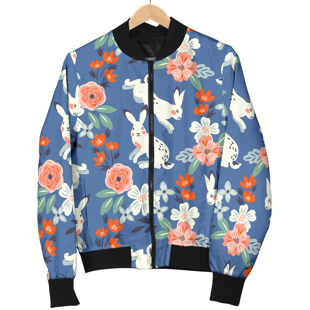 Bunny Pattern Print Design 07 Women's Bomber Jacket