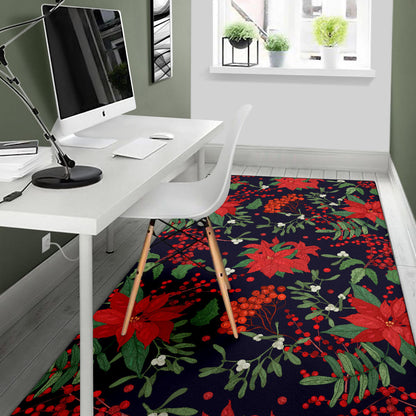 Poinsettia Pattern Print Design POT02 Area Rugs