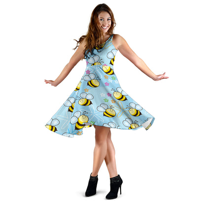 Bee Pattern Print Design BEE03 Midi Dress