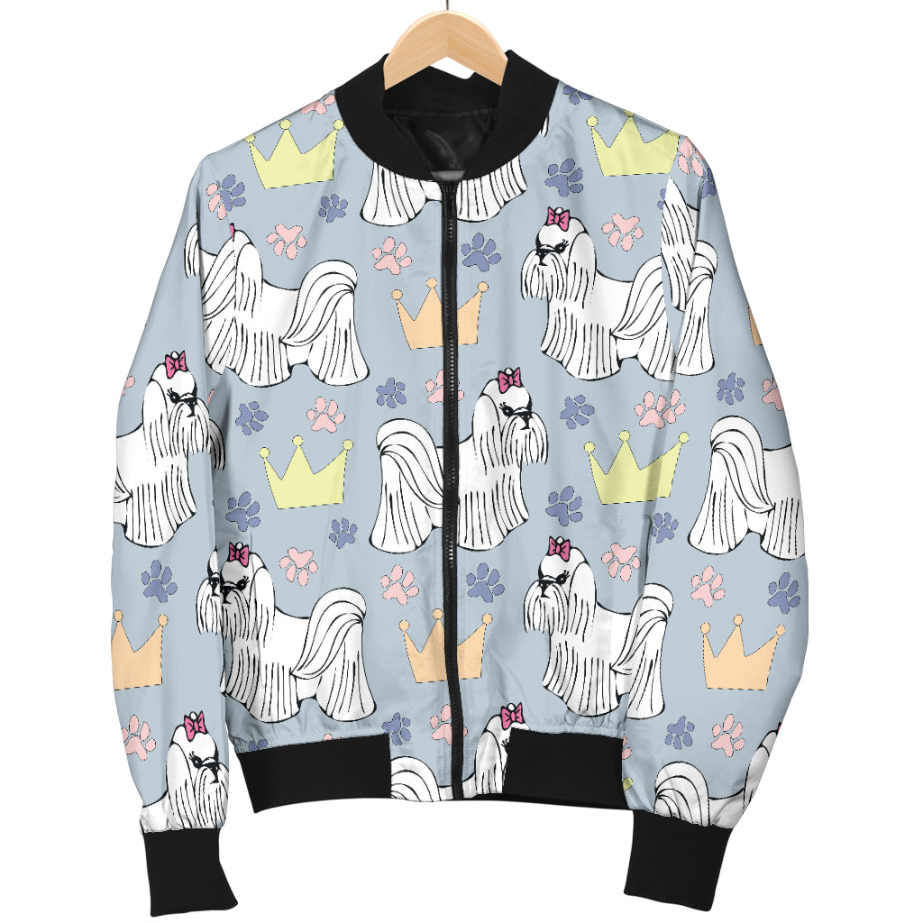 Maltese Pattern Print Design 04 Women's Bomber Jacket