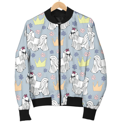 Maltese Pattern Print Design 04 Women's Bomber Jacket