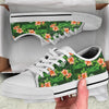 Hibiscus Pattern Print Design HB05 White Bottom Low Top Shoes