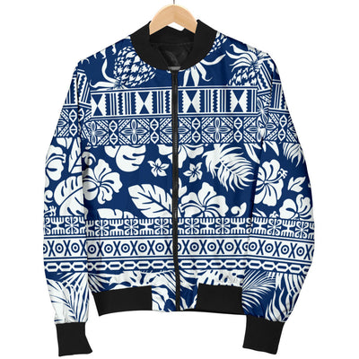 Hawaiian Themed Pattern Print Design H020 Women Bomber Jacket