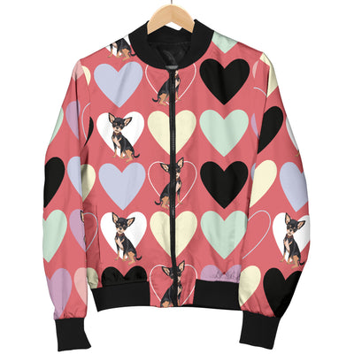 Chihuahua Pattern Print Design 01 Women's Bomber Jacket