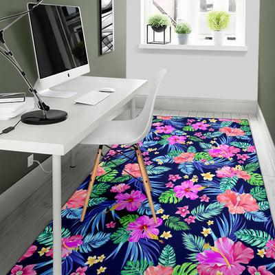 Neon Hibiscus Pattern Print Design HB016 Area Rugs