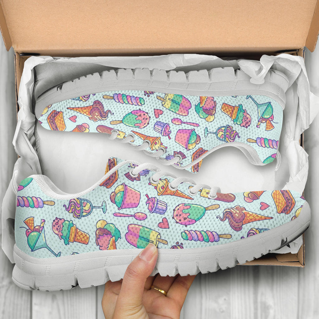 Ice Cream Pattern Print Design IC02 Sneakers White Bottom Shoes