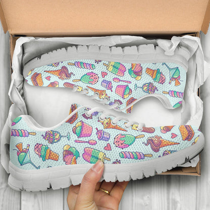 Ice Cream Pattern Print Design IC02 Sneakers White Bottom Shoes
