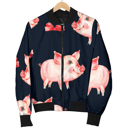 Pig Cute Pattern Print Design 02 Women's Bomber Jacket