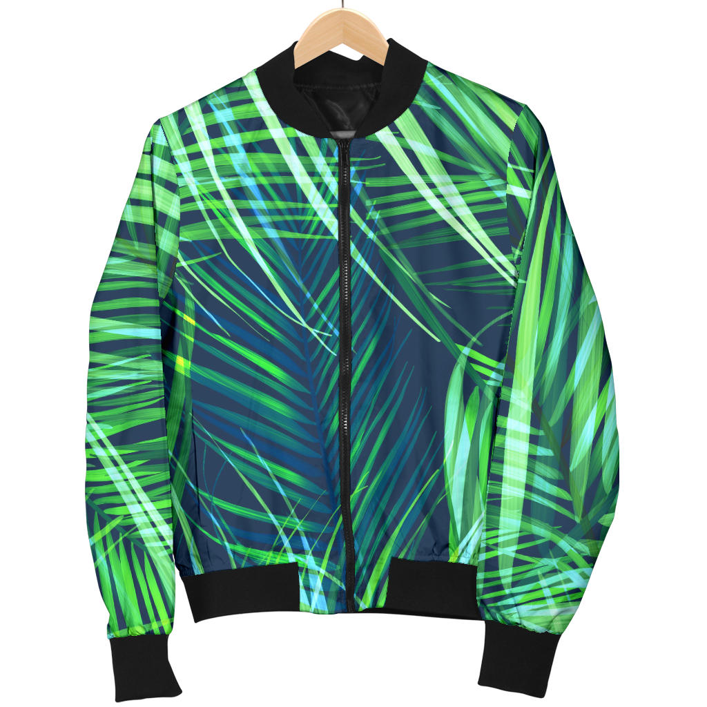 Palm Leaves Pattern Print Design PL02 Men Bomber Jacket
