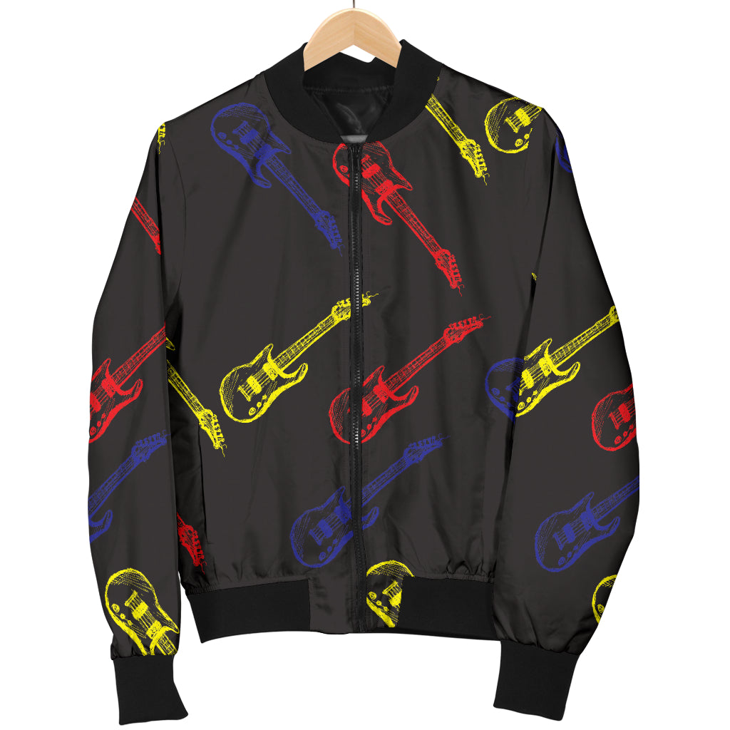 Electric Guitar Pattern Print Design 03 Women's Bomber Jacket