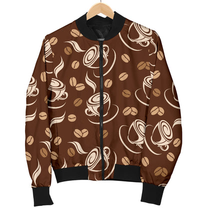 Coffee Pattern Print Design 03 Women's Bomber Jacket