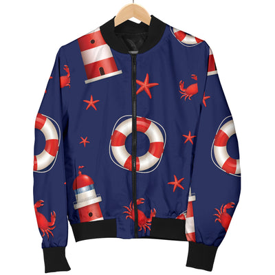 Nautical Pattern Print Design A03 Women's Bomber Jacket